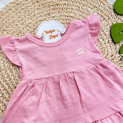 Vestido com Manga de Babadinho - Rosa